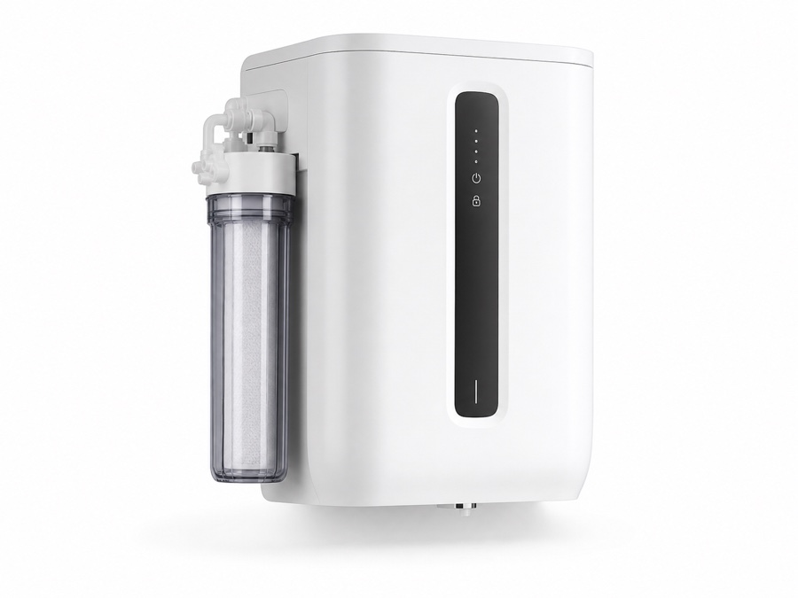 Modern wall-mounted RO and UV water purifier with external pre-filter